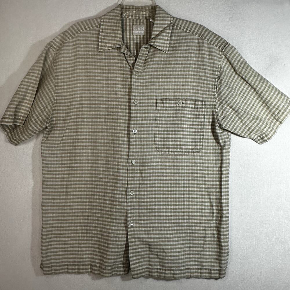 CRB Khakis Shirt Mens M‎ Linen Blend Short Sleeve Button Up Pocket